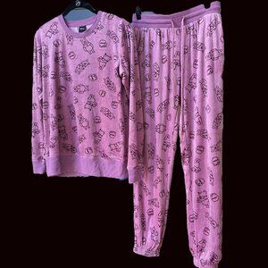 Disney Winnie The Pooh Women's Small Pajama Set Pink Velour. Very good condition